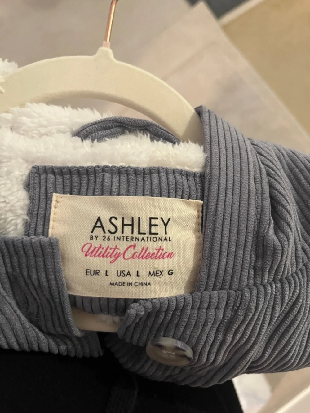 Ashley By 26 International Corduroy Hooded Jacket in Slate Gray - Picture 3 of 3